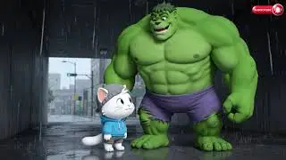 Little Kitten & the Gentle Green Giant 🐱💚 | Emotional Rainy City Rescue Story
