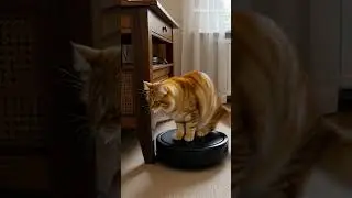 Kucing  ini Naik Vacuum Cleaner dengan gaya futuristik melaju santai | AI Animation Shorts | am21