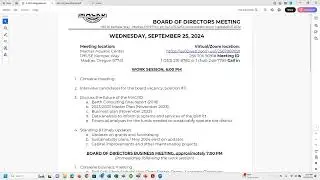 September 25, 2024 MACRD Board Work Session & Business Meeting