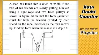 HCV: A man has fallen into a ditch of width d and two of his friends are slowly pulling him out usin
