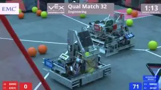 VEX Worlds 2016 - VRC High School - Engineering - Qual 32 (8000D 8787C) 95 vs 150 (5062A 2616F)