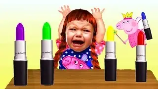 #BAD #BABY CRYING and #LEARN colors - Lipsticks and Make up - Pepa Pig Finger Family Song Collection