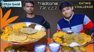 Winter Special Traditional Food Thali Challenge | Home Cooked Winter Food Thali | Thali Eating