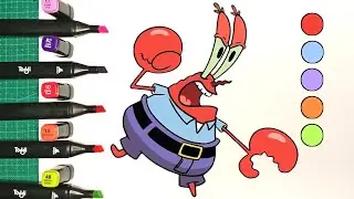 CARA MENGGAMBAR DAN MEWARNAI TUAN CRAB || SPONGEBOB SQUAREPANTS