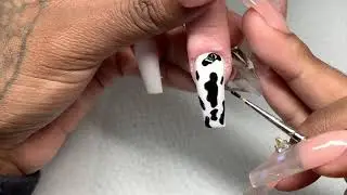 Cow Print Acrylic Nails