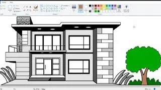 simple house drawing in computer | building house drawing | paint in computer drawing house.