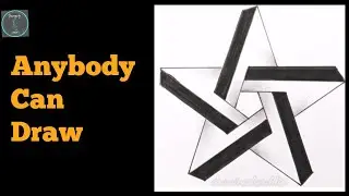 How to draw Geometric Star with Subtitles || 3d Geometric Star || Impossible 5 pointed Star Drawing