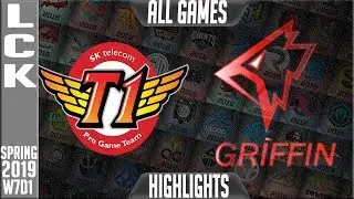 SKT vs GRF Highlights ALL GAMES | LCK Spring 2019 Week 7 Day 2 | SK Telecom T1 vs Griffin