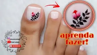 unhas decoradas para os pés - flor carga dupla