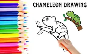 Chameleon drawing step by step/ गिरगिट का चित्र