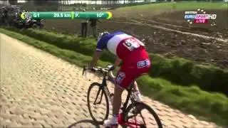 Arnaud Demare with a swift bike change   Ronde van Vlaanderen 2015 HD