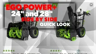 Самоходные снегоочистители EGO Power+ 28 и 24 дюйма, установленные бок о бок