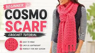 Left Hand: Red Heart Beginner Cosmo Crochet Scarf Pattern