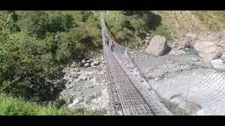 Suspension Bridge Crossing in Annapurna Base Camp Trek Route !!! 