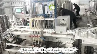 4 Heads Automatic Canning line system with rinser, filler, and sealer.  #canfillingmachine