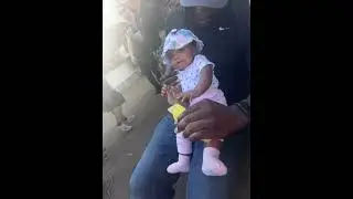 Xylah had her #First taste of #Steak yesterday at the #Texas #RenFair 🥩 #BabysFirstSteak