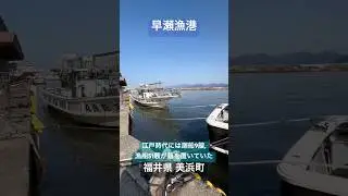 「早瀬漁港」江戸時代は小浜藩領で、175石余、戸数は223戸、人口は1024人であり、この地域の有力な集落だった。また、廻船9艘と漁船51艘が籍を置いており、北前船の母港でもあった。福井県 美浜町。