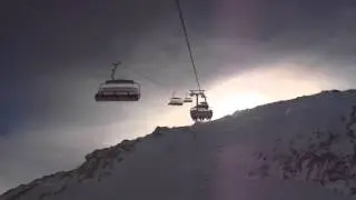 6er Sesselbahn L&auml;rmstange 2 bei Sturm Hintertuxer Gletscher