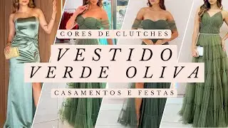 Vestido Verde Oliva: As Melhores Cores de Clutches para Casamentos e Festas
