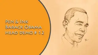 Pen & Ink Barack Obama Head Demo # 12