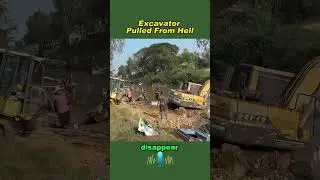 Excavator Pulled From Hell.#Excavator #HeavyEquipment #MachineRescue #StuckInMud #Construction