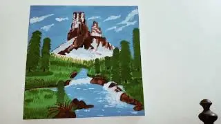Peaceful Winter Mountain Landscape Painting🏞 #painting #art #drawing #colorhouse 