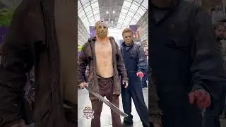 Jason Voorhees Michael Myers cosplay #horrorstories #michaelmyers #halloween #halloween2022 #shorts