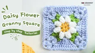 Farmhouse Granny Square with Daisy Flower 🌼