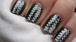 Black & white - no water marbe nails - tutorial - Czarno białe mazańce - Basevehei