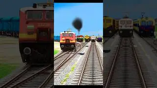 TRAINS CROSSING CURVED BRANCHED RAILROAD TRACKS #train