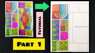Rectangular Floral Mandala Drawing/ Part 1/ Easy And Step By Step Colourful Mandala Doodle Art 