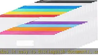 EOOUT 36pcs Plastic Envelopes Poly Zip Envelope Zipper File Folders, A4, Letter Size, 11 Colors, fo