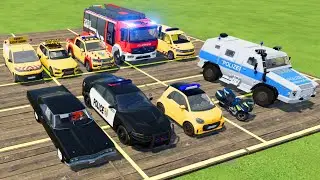 TRANSPORTING CAR, ESCORT VEHICLE, AMBULANCE, POLICE CAR, WITH MAN TRUCK! - Farming Simulator 22