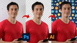 CÓMO QUITAR FONDOS Y CAMBIARLOS por un MOTIVO generado con IA | Photoshop + Illustrator