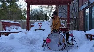 Sarah Thawer (drumming in the snow)
