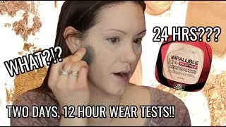 TWO 12 HOUR WEAR TESTS | *NEW* L'OREAL FRESH WEAR 24 HOUR POWDER FOUNDATION REVIEW