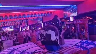 Crazy 🤪 Beautiful Girl Bull Riding 🐂in Spain| Red lion 🦁 bar | 16 January 2024 |