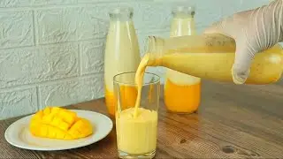 (Eng) Homemade Fresh Mango Milk Drink :: How To Make Mango Milk :: only 5 Minutes Mango Milk