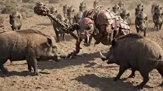 The ants' battle to defend their territory against an attack by wild boars.