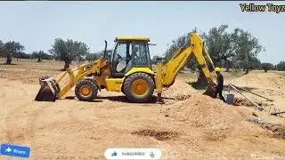 2 JCB 3dx Machines digging hard stone land, jcb, jcv, jcp, gcp, bulldozer, backhoe, matikata, mobil