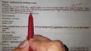Write a letter to the manager of a hotel for booking a room