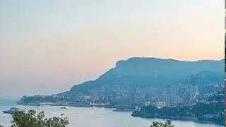 Cityscape of Monte Carlo day to night timelapse, Monaco after summer sunset