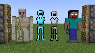 x100 iron golems and HEROBRINE and x200 diamond armors and iron armors combined in minecraft