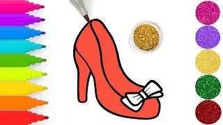 Beautiful Princess Shoes Coloring | Glitter | Glitter Art | Satisfying Art 🎨