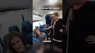 A police officer and flight attendant confront a man, demanding ID. He claims to be an undercover