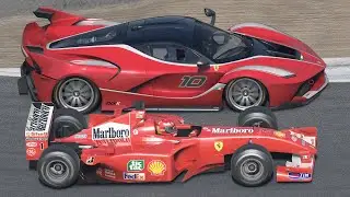 Ferrari F1 2001 vs Ferrari Supercars at Laguna Seca