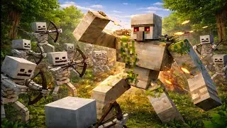 Minecraft Mutant Iron Golem vs 500 Skeletons