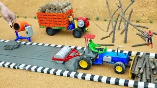 Diy scientific project tractor mini Bulldozer to making concrete road | heavy vehicle, Road Roller