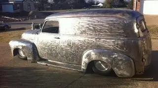 Bare Metal 1955 Chevy Panel Truck Bagged