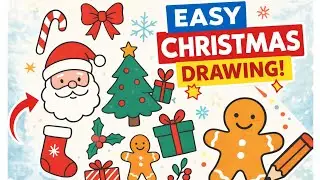 Easy Christmas Drawing Tutorial. Simple Holiday Doodles for Beginners